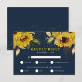 Rustic Sunflower Wedding RSVP met keuze uit maalti Kaartje (Voorkant / Achterkant)