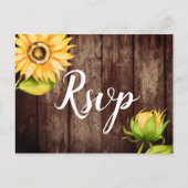 Rustic Sunflower Wedding RSVP met keuze uit maalti Uitnodiging Briefkaart (Voorkant)