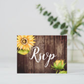 Rustic Sunflower Wedding RSVP met keuze uit maalti Uitnodiging Briefkaart (Staand voorkant)