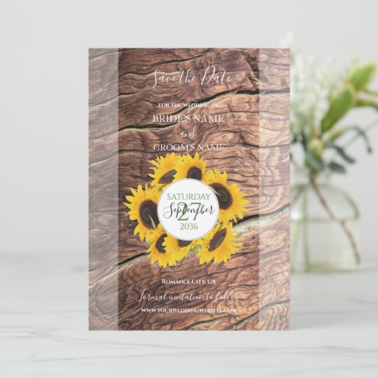 Rustic Sunflower Wedding Save the Date (Staand voorkant)