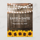 Rustic Sunflower Wedding Save the Date Aankondigingskaart (Voorkant)