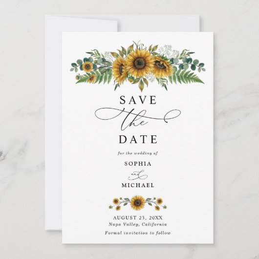 Rustic Sunflower Wedding Save The Date Kaart (Voorkant)