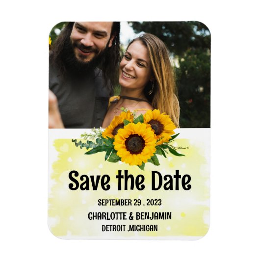 Rustic Sunflower Wedding Save the Date Photo Magneet (Verticaal)