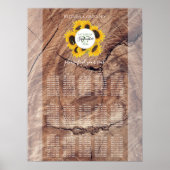 Rustic Sunflower Wedding Seating Chart Poster (Voorkant)