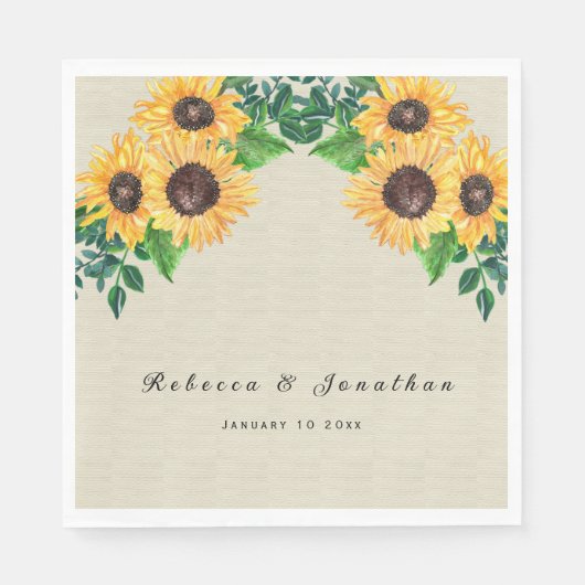 Rustic Sunflower Wedding Servet (Voorkant)