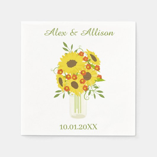 Rustic Sunflower Wedding Servet (Voorkant)
