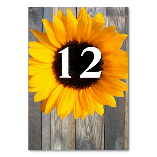 Rustic Sunflower Wedding Table Number Kaart (Achterkant)
