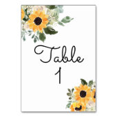 Rustic Sunflower Wedding Table Number Kaart (Achterkant)