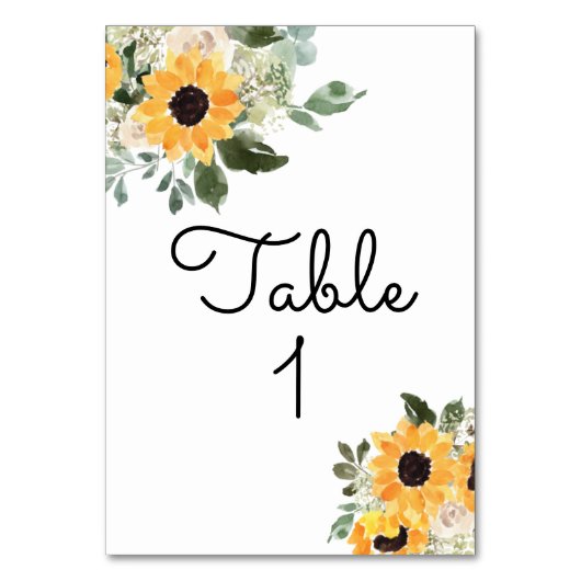 Rustic Sunflower Wedding Table Number Kaart (Voorkant)