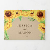 Rustic Sunflower Wedding Tri-Fold Uitnodigingen (Cover)