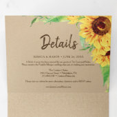 Rustic Sunflower Wedding Tri-Fold Uitnodigingen (Binnenzijde eerst)