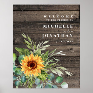 Rustic Sunflower Wedding Welcome Sign Fall Colors Poster