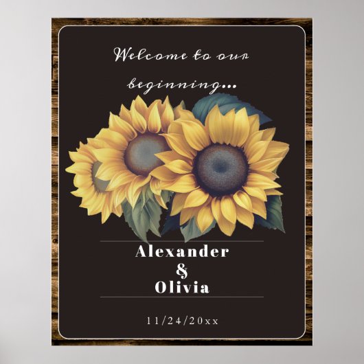 Rustic Sunflower Wedding Welkom Poster (Voorkant)