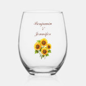 Rustic Sunflower Wedding  Wijnglas Zonder Voet (Voorkant)
