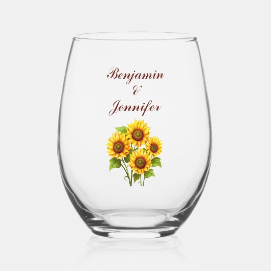 Rustic Sunflower Wedding  Wijnglas Zonder Voet (Voorkant)