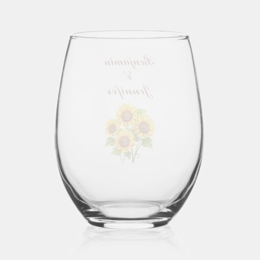 Rustic Sunflower Wedding  Wijnglas Zonder Voet (Achterkant)