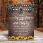 Rustic Sunflower Wine 30th Birthday Kaart<br><div class="desc">Rustic Sunflower Wine Wine 30th Birthday Party Invitations.</div>