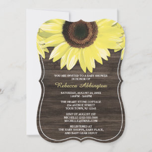 Rustic Sunflower Wood Baby Shower Invitaties Kaart