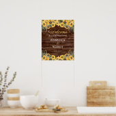 Rustic Sunflower Wood Barn Wedding Welcome Poster (Keuken)