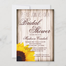 Rustic Sunflower Wood Bridal Shower Invitations Kaart