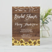Rustic Sunflower Wood Bridal Shower Invitations Kaart (Staand voorkant)