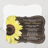 Rustic Sunflower Wood Bridal Shower Invitations Kaart (Voorkant / Achterkant)