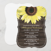 Rustic Sunflower Wood Family Reunion Invitations Kaart (Voorkant / Achterkant)