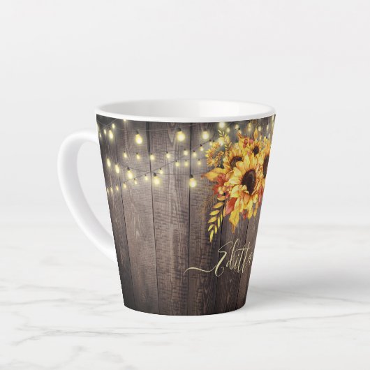 Rustic Sunflower Wood String Lights herfst Latte Mok (Linkerhoek)