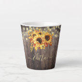 Rustic Sunflower Wood String Lights herfst Latte Mok (Voorkant)