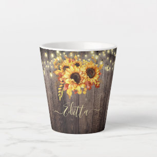 Rustic Sunflower Wood String Lights herfst Latte Mok