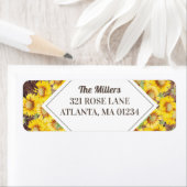 Rustic Sunflower & Wood Texture Return Address Etiket (Insitu)