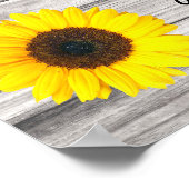 Rustic Sunflower Wood texture Wedding Welkom Poster (Hoek)