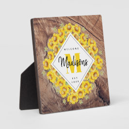 Rustic Sunflower Wood textuur Welkom Fotoplaat