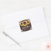 Rustic Sunflower Wood Weddenschap Dank je Vierkante Sticker (Envelop)