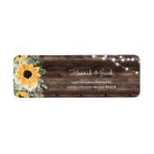 Rustic Sunflower Wood Wedding Return Address Etiket (Voorkant)