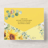 Rustic Sunflower Woodland Animals Baby shower All In One Uitnodiging (Achterkant)