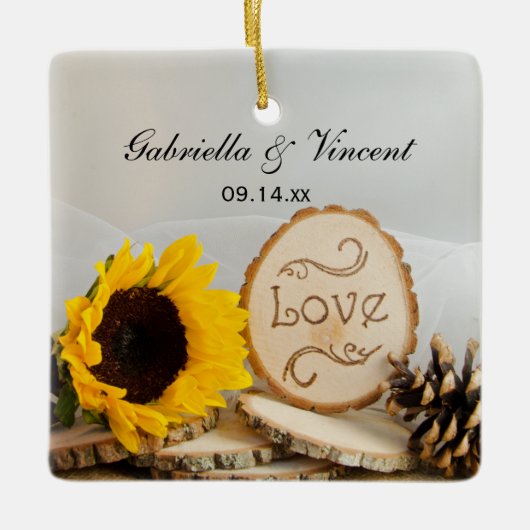 Rustic Sunflower Woodland Ornament (Voorkant)