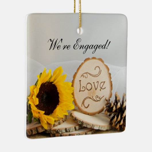 Rustic Sunflower Woodland Verloving Ornament (Rechts)