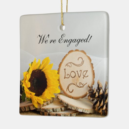 Rustic Sunflower Woodland Verloving Ornament (Links)