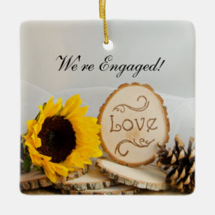 Rustic Sunflower Woodland Verloving Ornament