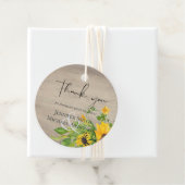 Rustic Sunflower Woodland Wedding Bedankt Bedankjes Labels (In situ)