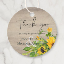 Rustic Sunflower Woodland Wedding Bedankt Bedankjes Labels