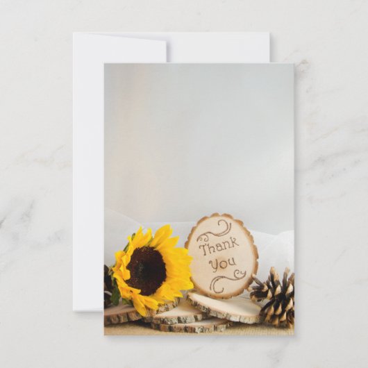 Rustic Sunflower Woodland Wedding Bedankt Kaart (Voorkant)