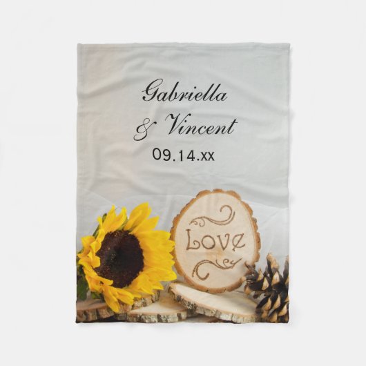 Rustic Sunflower Woodland Wedding Fleece Deken (Voorkant)