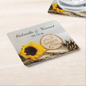 Rustic Sunflower Woodland Wedding Kartonnen Onderzetters (Schuin)
