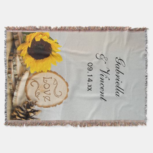 Rustic Sunflower Woodland Wedding Keepomwille Deken (Voorkant)