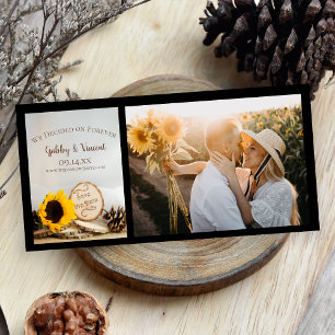 Rustic Sunflower Woodland Wedding Save the Date