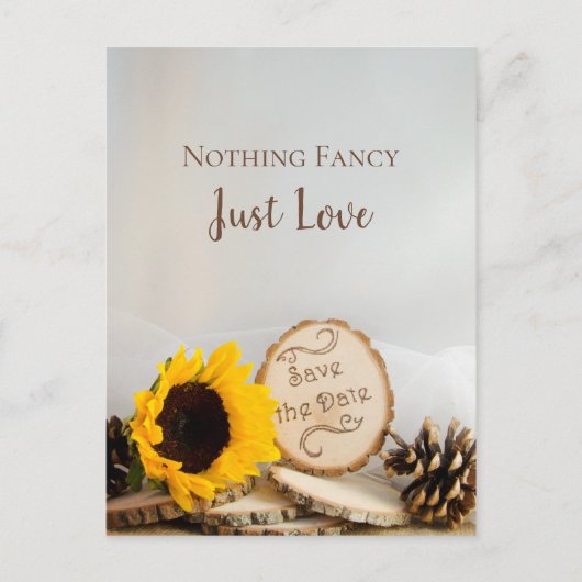 Rustic Sunflower Woodland Wedding Save the Date Aankondigingskaart (Voorkant)
