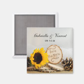 Rustic Sunflower Woodland Wedding Save the Date Magneet (Voorkant / Achterkant)