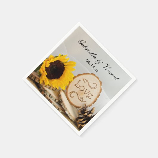 Rustic Sunflower Woodland Wedding Servetten (Hoek)